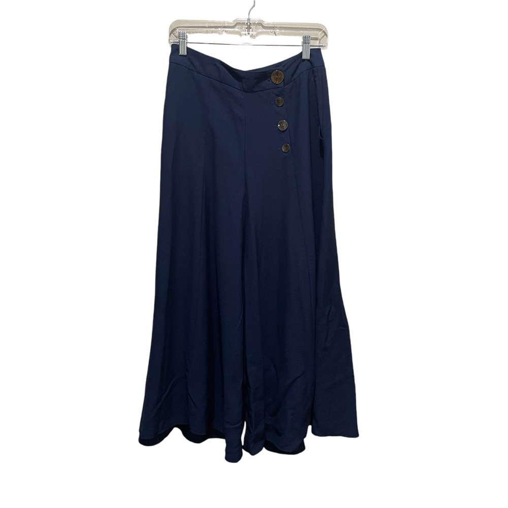 Topshop Wide Leg Knit Pants Navy Blue Size 6